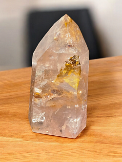 Rose Quartz with Golden Healer Tower